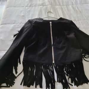 THEPERFEXT leather fringe jacket boho southwestern